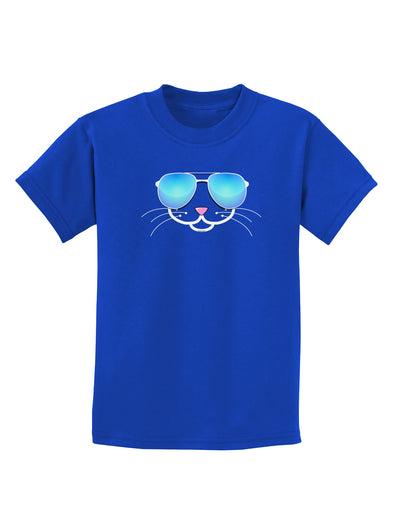 Kyu-T Face - Kattia Cool Sunglasses Childrens Dark T-Shirt-Childrens T-Shirt-TooLoud-Royal-Blue-X-Small-Davson Sales