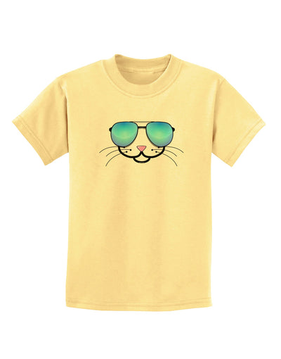 Kyu-T Face - Kattia Cool Sunglasses Childrens T-Shirt-Childrens T-Shirt-TooLoud-Daffodil-Yellow-X-Small-Davson Sales