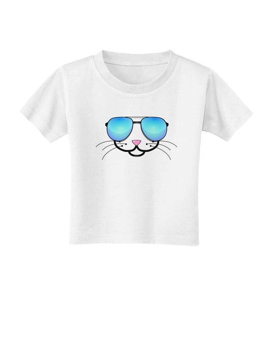 Kyu-T Face - Kattia Cool Sunglasses Toddler T-Shirt-Toddler T-Shirt-TooLoud-White-2T-Davson Sales