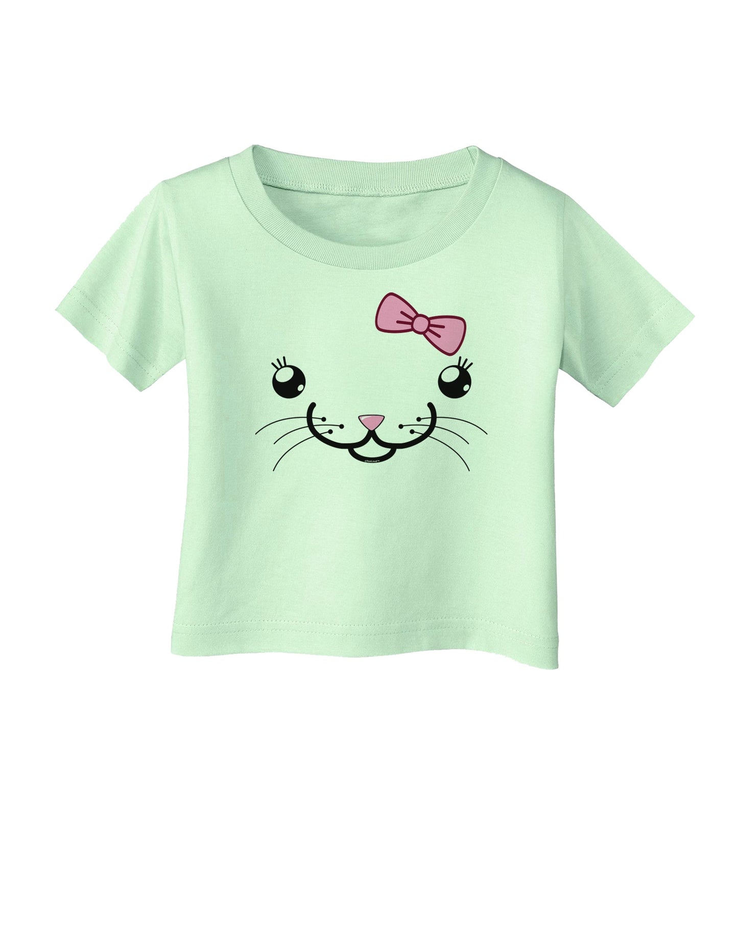 Kyu-T Face - Kattia Cute Girl Cat Infant T-Shirt-Infant T-Shirt-TooLoud-Light-Green-06-Months-Davson Sales