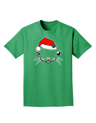 Kyu-T Face Kattia Santa Hat Girl Cat Adult Dark T-Shirt-Mens T-Shirt-TooLoud-Kelly-Green-Small-Davson Sales