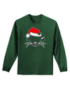 Kyu-T Face Kattia Santa Hat Girl Cat Adult Long Sleeve Dark T-Shirt-TooLoud-Dark-Green-Small-Davson Sales