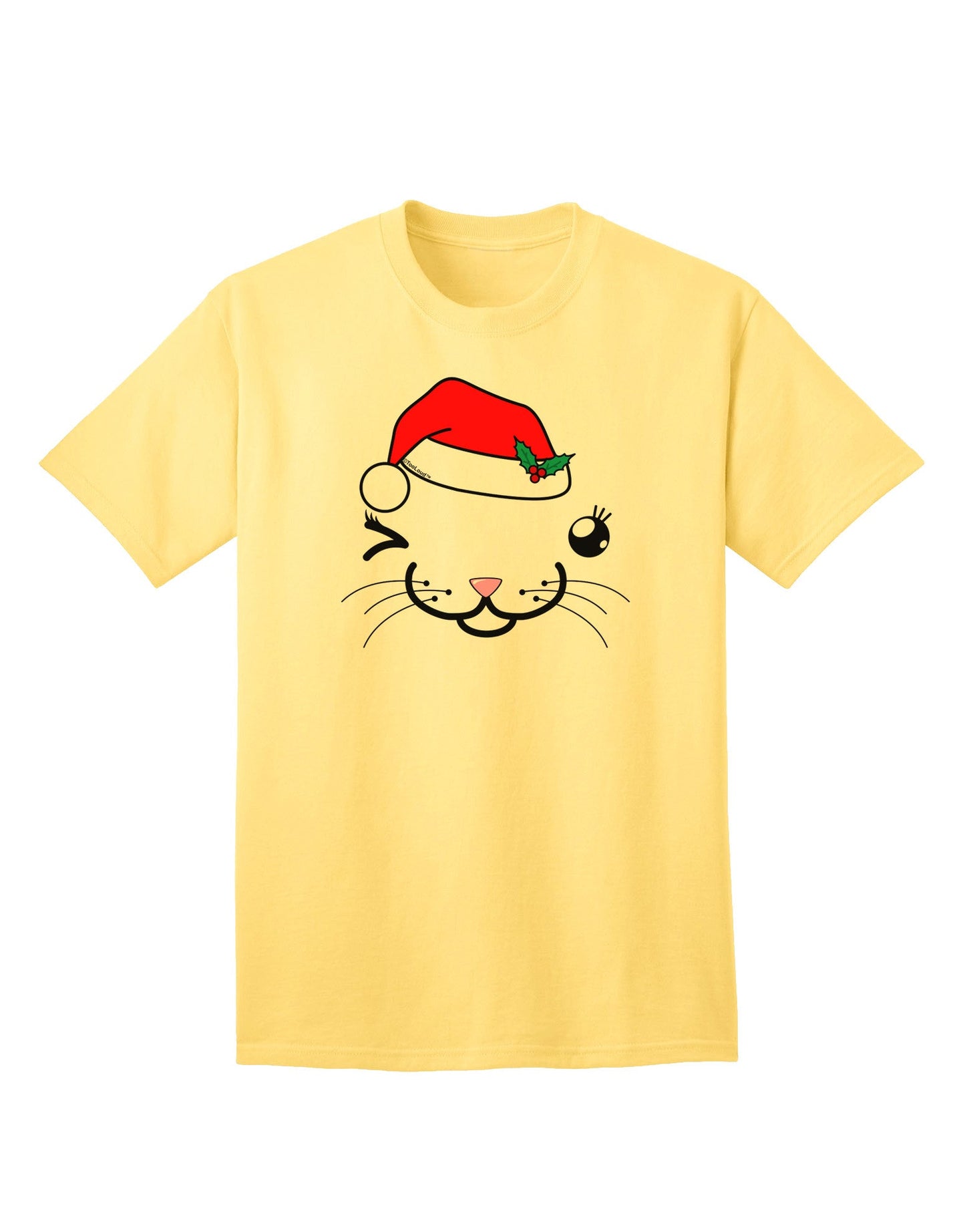 Kyu-T Face Kattia Santa Hat Girl Cat Adult T-Shirt: A Festive Fashion Statement for Cat Lovers-Mens T-shirts-TooLoud-Yellow-Small-Davson Sales