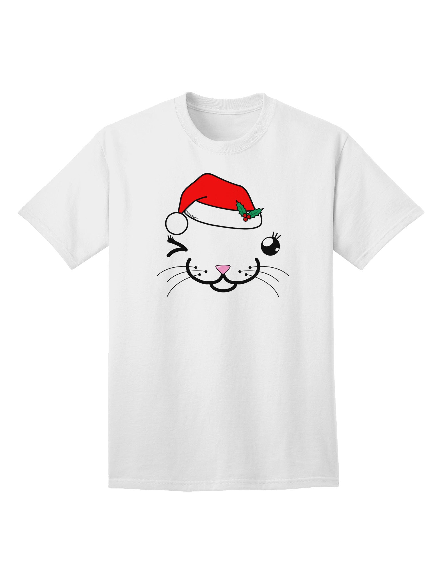 Kyu-T Face Kattia Santa Hat Girl Cat Adult T-Shirt: A Festive Fashion Statement for Cat Lovers-Mens T-shirts-TooLoud-White-Small-Davson Sales