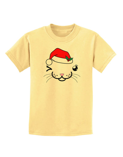 Kyu-T Face Kattia Santa Hat Girl Cat Childrens T-Shirt-Childrens T-Shirt-TooLoud-Daffodil-Yellow-X-Small-Davson Sales