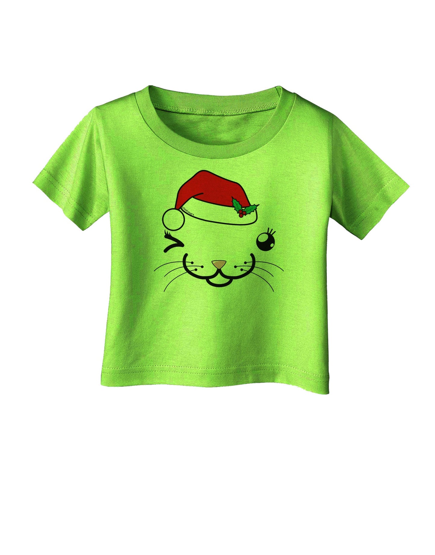 Kyu-T Face Kattia Santa Hat Girl Cat Infant T-Shirt-Infant T-Shirt-TooLoud-Lime-Green-06-Months-Davson Sales