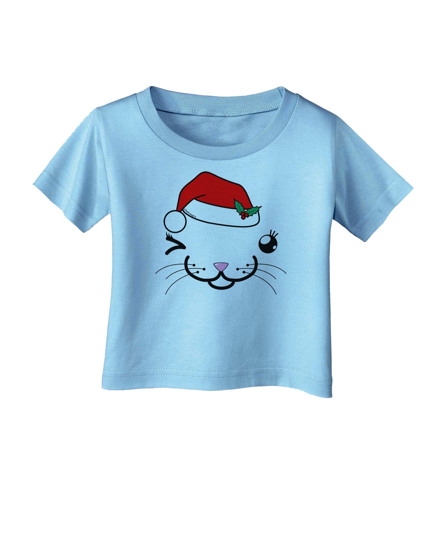 Kyu-T Face Kattia Santa Hat Girl Cat Infant T-Shirt-Infant T-Shirt-TooLoud-Aquatic-Blue-06-Months-Davson Sales