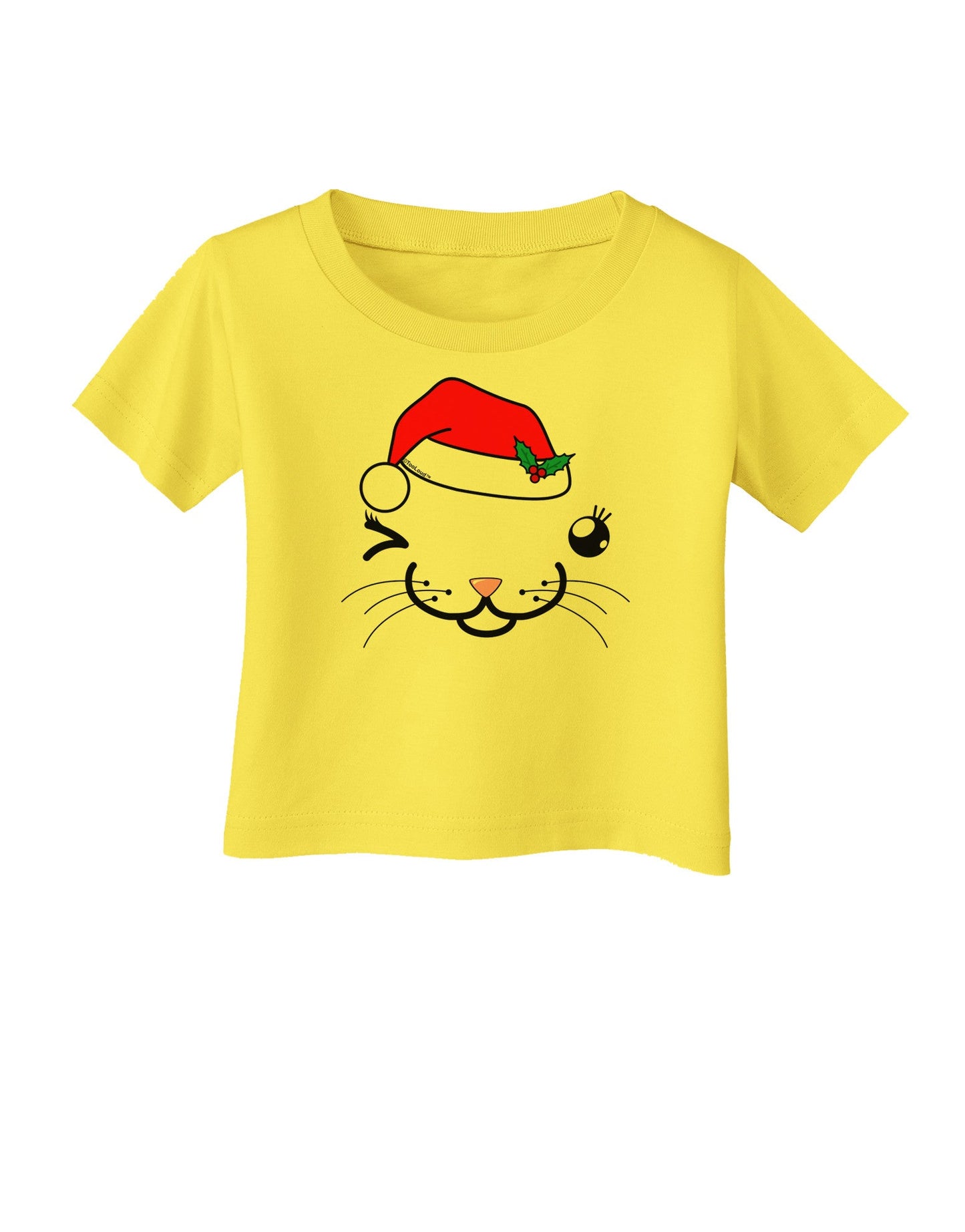 Kyu-T Face Kattia Santa Hat Girl Cat Infant T-Shirt-Infant T-Shirt-TooLoud-Yellow-06-Months-Davson Sales