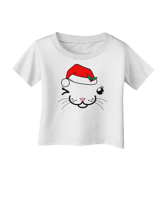 Kyu-T Face Kattia Santa Hat Girl Cat Infant T-Shirt-Infant T-Shirt-TooLoud-White-06-Months-Davson Sales