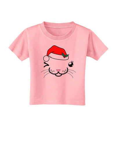 Kyu-T Face Kattia Santa Hat Girl Cat Toddler T-Shirt-Toddler T-Shirt-TooLoud-Candy-Pink-2T-Davson Sales