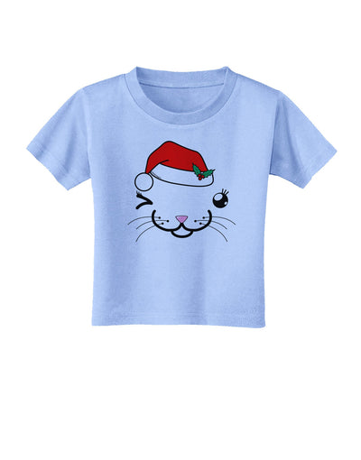 Kyu-T Face Kattia Santa Hat Girl Cat Toddler T-Shirt-Toddler T-Shirt-TooLoud-Aquatic-Blue-2T-Davson Sales