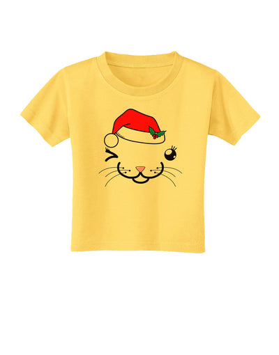 Kyu-T Face Kattia Santa Hat Girl Cat Toddler T-Shirt-Toddler T-Shirt-TooLoud-Yellow-2T-Davson Sales