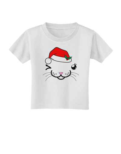 Kyu-T Face Kattia Santa Hat Girl Cat Toddler T-Shirt-Toddler T-Shirt-TooLoud-White-2T-Davson Sales