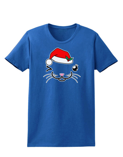 Kyu-T Face Kattia Santa Hat Girl Cat Womens Dark T-Shirt-TooLoud-Royal-Blue-X-Small-Davson Sales