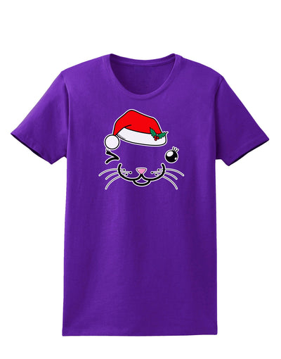 Kyu-T Face Kattia Santa Hat Girl Cat Womens Dark T-Shirt-TooLoud-Purple-X-Small-Davson Sales