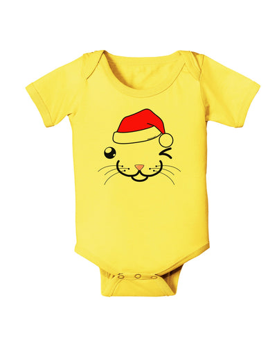 Kyu-T Face Kattio Santa Hat Boy Cat Baby Romper Bodysuit-Baby Romper-TooLoud-Yellow-06-Months-Davson Sales