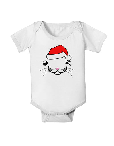 Kyu-T Face Kattio Santa Hat Boy Cat Baby Romper Bodysuit-Baby Romper-TooLoud-White-06-Months-Davson Sales