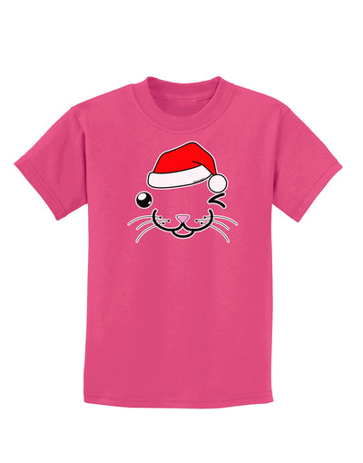 Kyu-T Face Kattio Santa Hat Boy Cat Childrens Dark T-Shirt-Childrens T-Shirt-TooLoud-Sangria-X-Small-Davson Sales