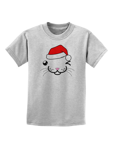 Kyu-T Face Kattio Santa Hat Boy Cat Childrens T-Shirt-Childrens T-Shirt-TooLoud-AshGray-X-Small-Davson Sales