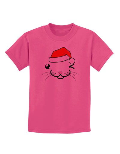 Kyu-T Face Kattio Santa Hat Boy Cat Childrens T-Shirt-Childrens T-Shirt-TooLoud-Sangria-X-Small-Davson Sales