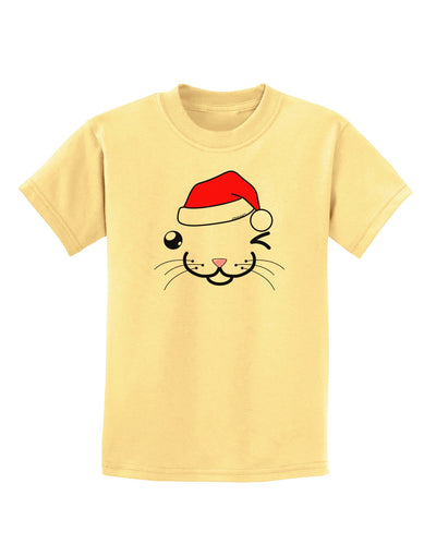 Kyu-T Face Kattio Santa Hat Boy Cat Childrens T-Shirt-Childrens T-Shirt-TooLoud-Daffodil-Yellow-X-Small-Davson Sales