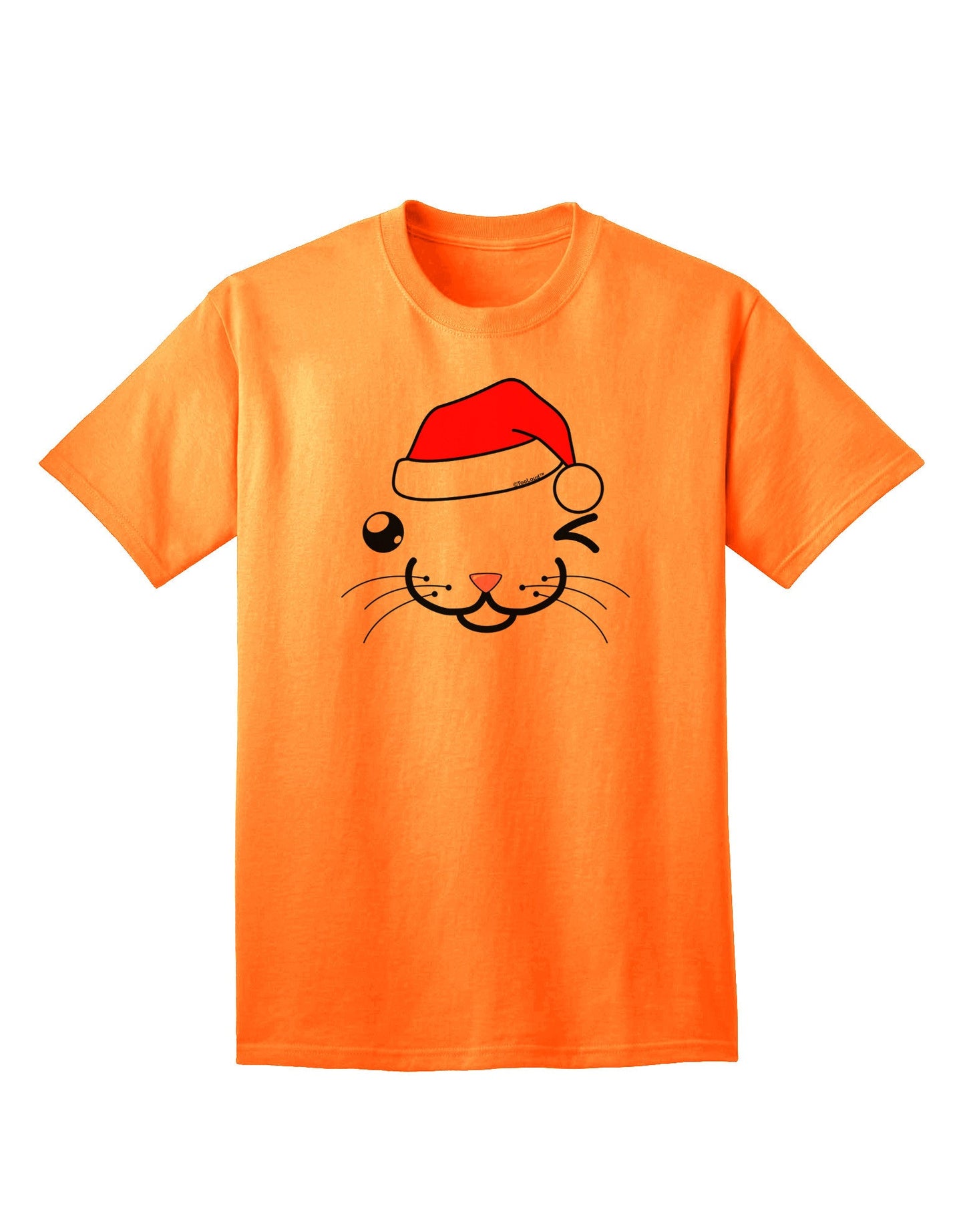 Kyu-T Face Kattio Santa Hat Boy Cat: Premium Adult T-Shirt Collection-Mens T-shirts-TooLoud-Neon-Orange-Small-Davson Sales