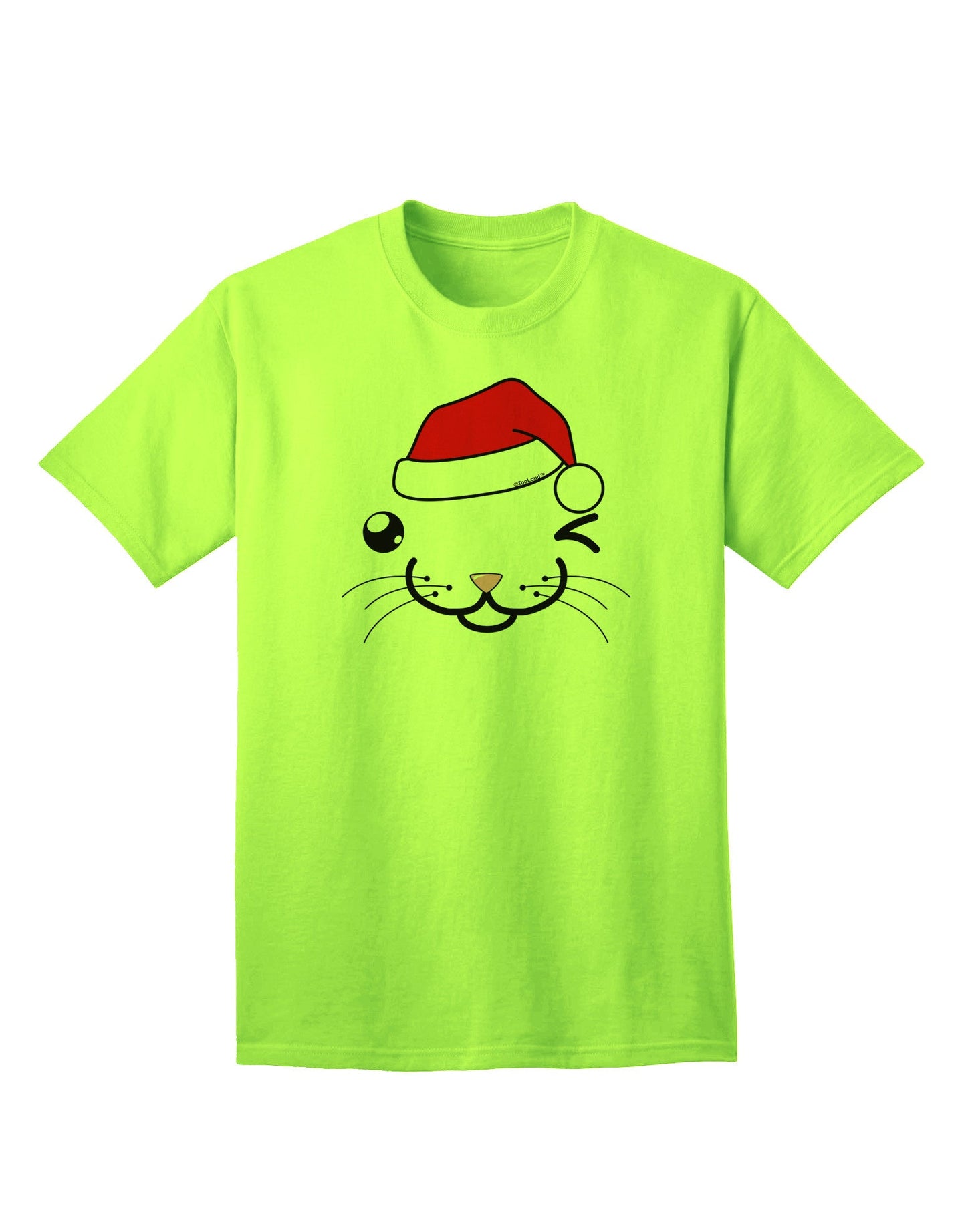 Kyu-T Face Kattio Santa Hat Boy Cat: Premium Adult T-Shirt Collection-Mens T-shirts-TooLoud-Neon-Green-Small-Davson Sales