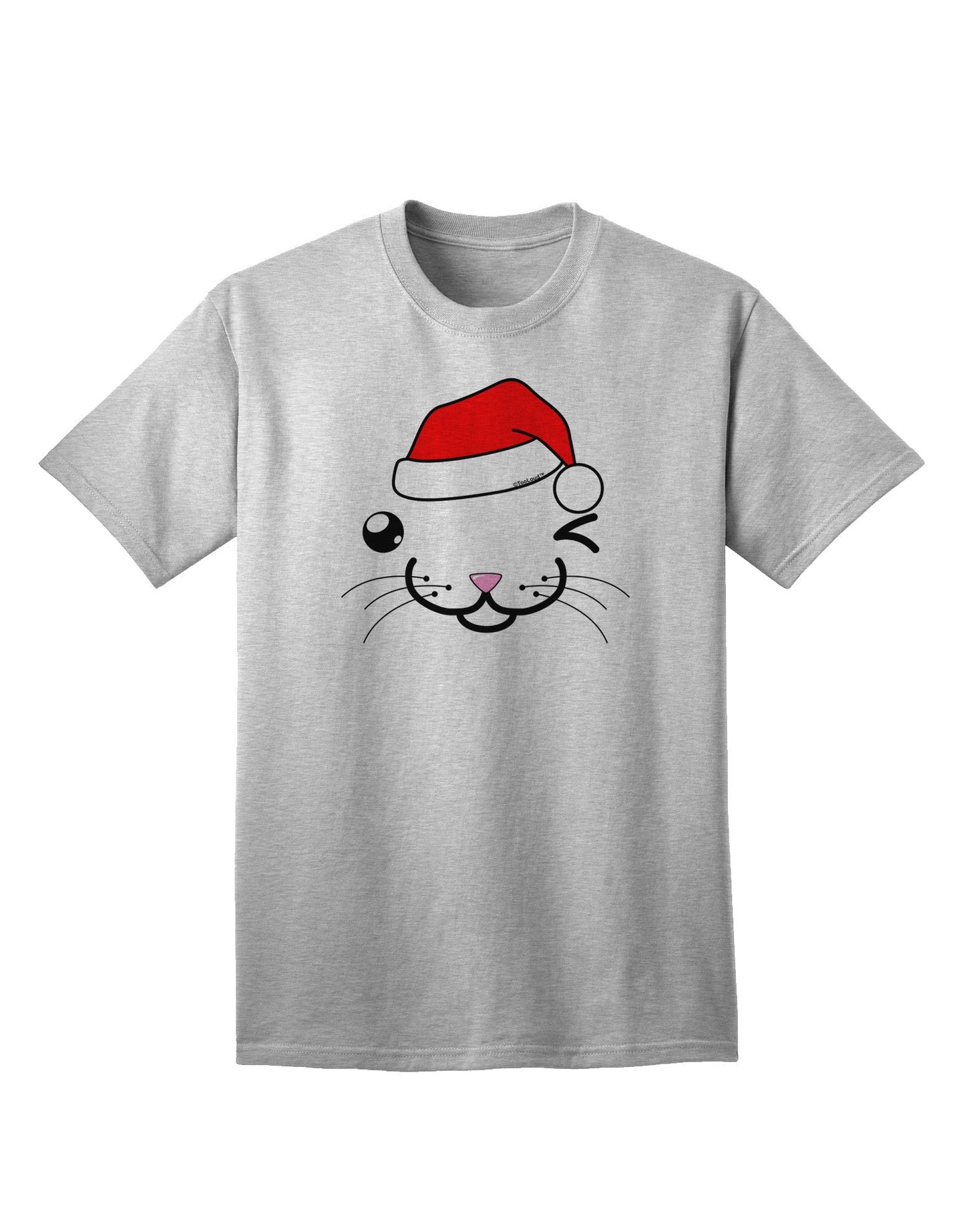 Kyu-T Face Kattio Santa Hat Boy Cat: Premium Adult T-Shirt Collection-Mens T-shirts-TooLoud-AshGray-Small-Davson Sales