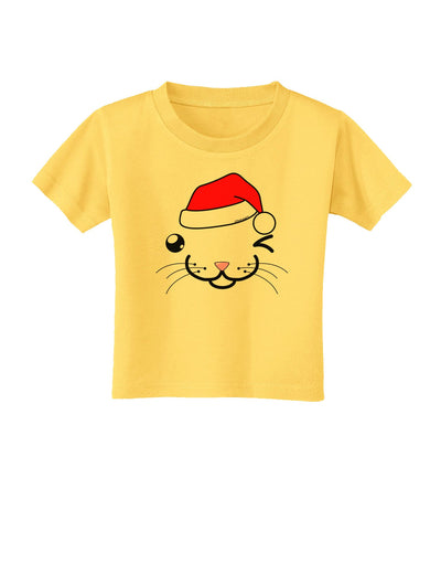 Kyu-T Face Kattio Santa Hat Boy Cat Toddler T-Shirt-Toddler T-Shirt-TooLoud-Yellow-2T-Davson Sales