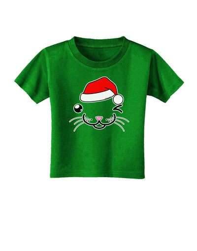 Kyu-T Face Kattio Santa Hat Boy Cat Toddler T-Shirt Dark-Toddler T-Shirt-TooLoud-Clover-Green-2T-Davson Sales