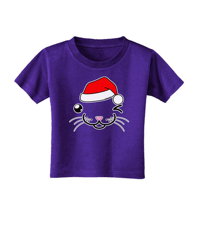 Kyu-T Face Kattio Santa Hat Boy Cat Toddler T-Shirt Dark-Toddler T-Shirt-TooLoud-Purple-2T-Davson Sales