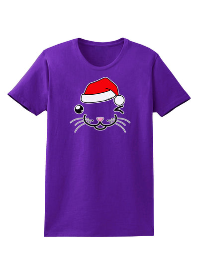 Kyu-T Face Kattio Santa Hat Boy Cat Womens Dark T-Shirt-TooLoud-Purple-X-Small-Davson Sales