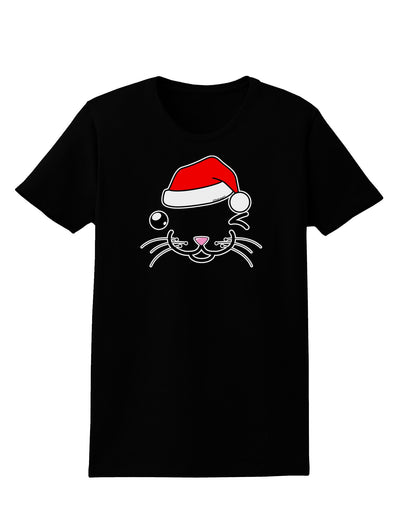 Kyu-T Face Kattio Santa Hat Boy Cat Womens Dark T-Shirt-TooLoud-Black-X-Small-Davson Sales