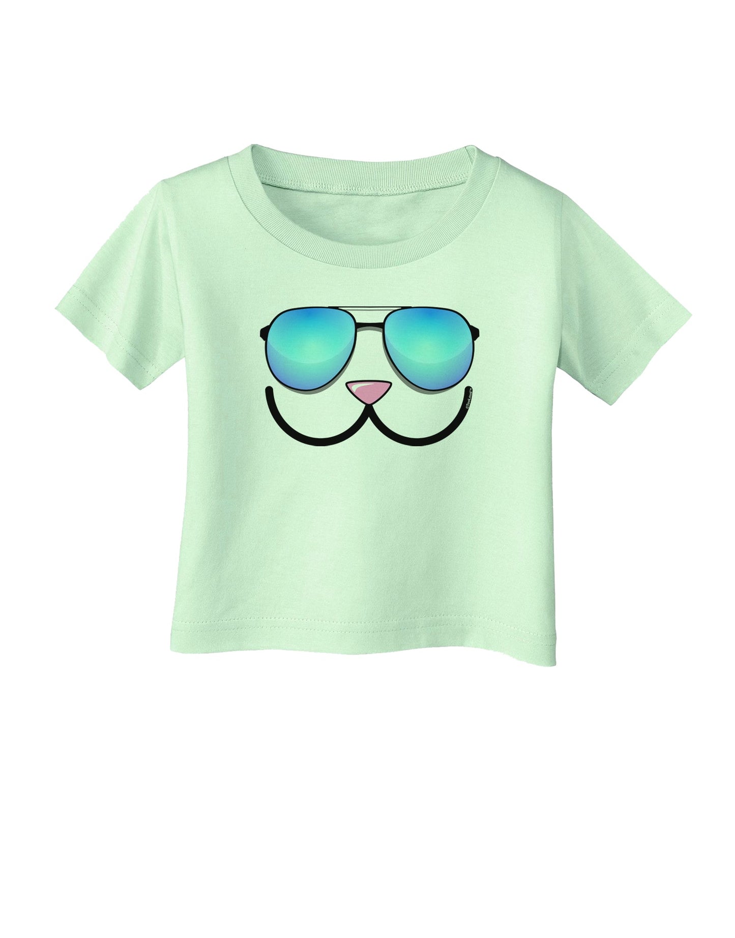 Kyu-T Face - Kawa Cool Sunglasses Infant T-Shirt-Infant T-Shirt-TooLoud-Light-Green-06-Months-Davson Sales