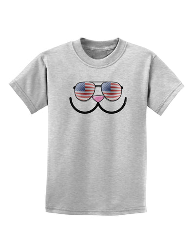 Kyu-T Face - Kawa Patriotic Sunglasses Childrens T-Shirt-Childrens T-Shirt-TooLoud-AshGray-X-Small-Davson Sales