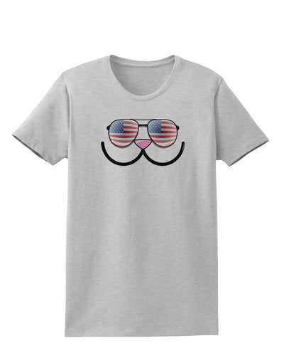 Kyu-T Face - Kawa Patriotic Sunglasses Womens T-Shirt-Womens T-Shirt-TooLoud-AshGray-X-Small-Davson Sales