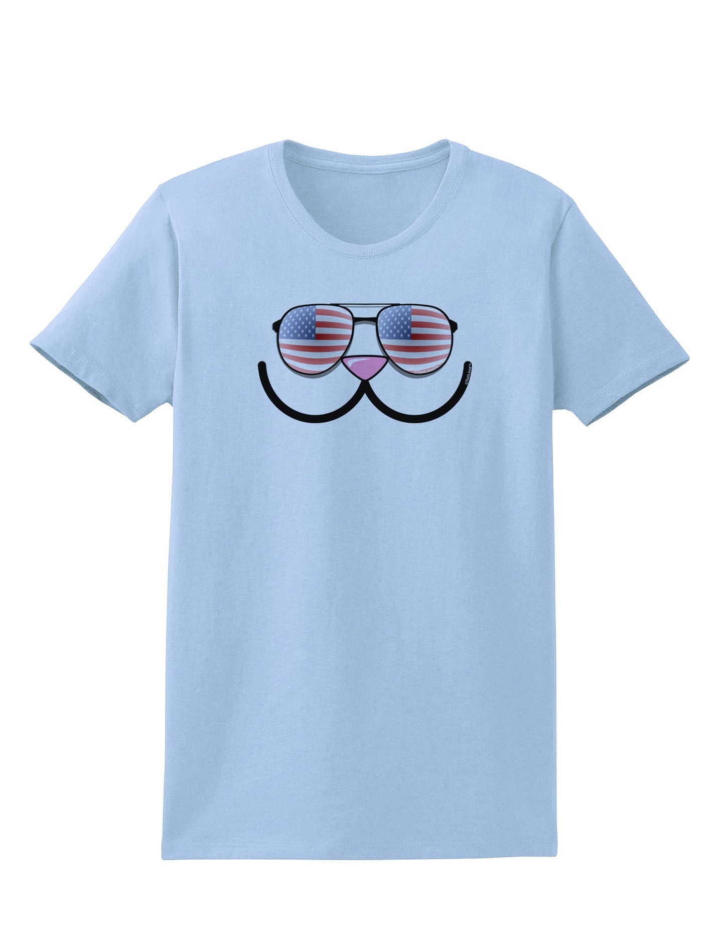 Kyu-T Face - Kawa Patriotic Sunglasses Womens T-Shirt-Womens T-Shirt-TooLoud-Light-Blue-X-Small-Davson Sales