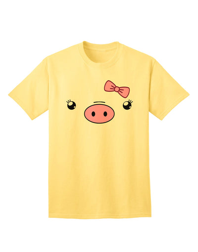 Kyu-T Face - Oinkette: A Charming Adult T-Shirt Featuring a Cute Girl Piglet-Mens T-shirts-TooLoud-Yellow-Small-Davson Sales