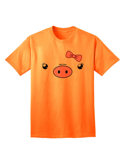 Kyu-T Face - Oinkette: A Charming Adult T-Shirt Featuring a Cute Girl Piglet-Mens T-shirts-TooLoud-Neon-Orange-Small-Davson Sales
