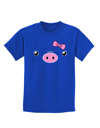 Kyu-T Face - Oinkette Cute Girl Piglet Childrens Dark T-Shirt-Childrens T-Shirt-TooLoud-Royal-Blue-X-Small-Davson Sales