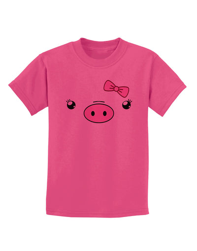 Kyu-T Face - Oinkette Cute Girl Piglet Childrens T-Shirt-Childrens T-Shirt-TooLoud-Sangria-X-Small-Davson Sales