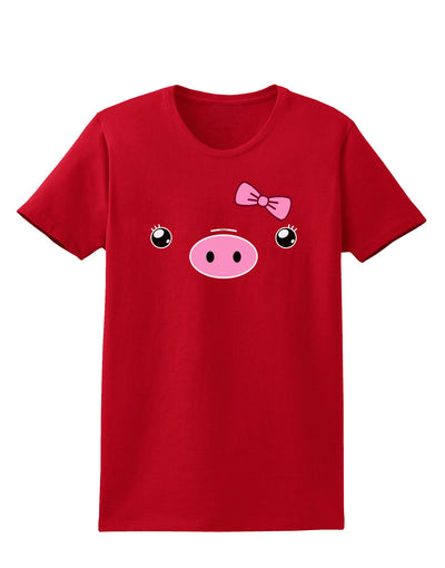 Kyu-T Face - Oinkette Cute Girl Piglet Womens Dark T-Shirt-TooLoud-Red-X-Small-Davson Sales