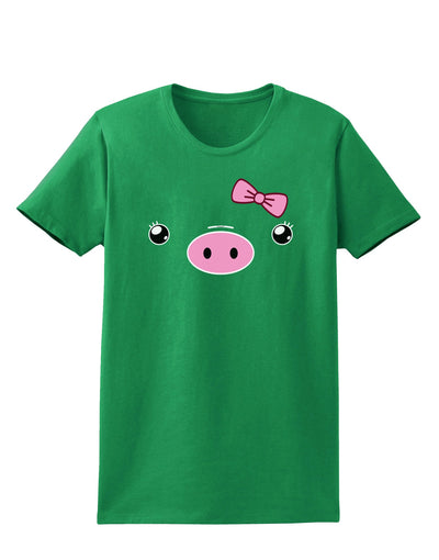 Kyu-T Face - Oinkette Cute Girl Piglet Womens Dark T-Shirt-TooLoud-Kelly-Green-X-Small-Davson Sales