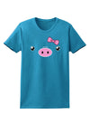 Kyu-T Face - Oinkette Cute Girl Piglet Womens Dark T-Shirt-TooLoud-Turquoise-X-Small-Davson Sales