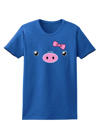 Kyu-T Face - Oinkette Cute Girl Piglet Womens Dark T-Shirt-TooLoud-Royal-Blue-X-Small-Davson Sales