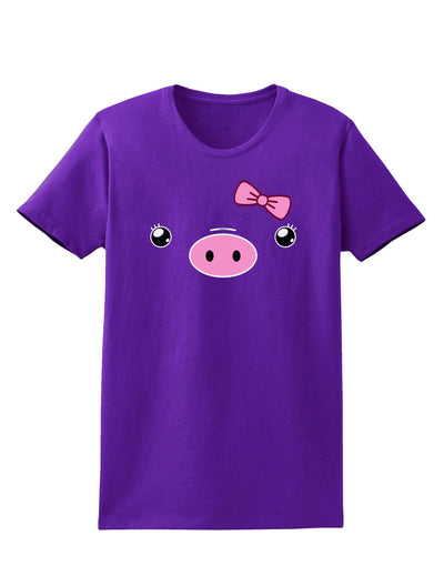 Kyu-T Face - Oinkette Cute Girl Piglet Womens Dark T-Shirt-TooLoud-Purple-X-Small-Davson Sales