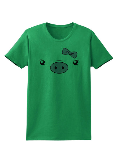 Kyu-T Face - Oinkette Cute Girl Piglet Womens T-Shirt-Womens T-Shirt-TooLoud-Kelly-Green-X-Small-Davson Sales