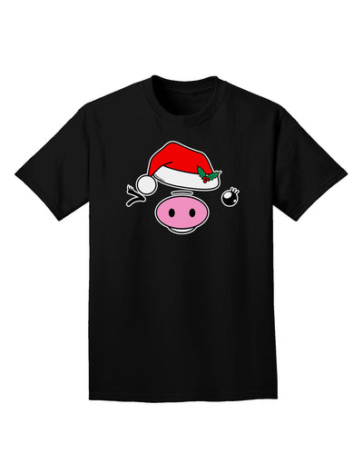 Kyu-T Face Oinkette Santa Hat Girl Pig Adult Dark T-Shirt-Mens T-Shirt-TooLoud-Black-Small-Davson Sales