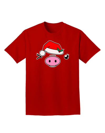 Kyu-T Face Oinkette Santa Hat Girl Pig Adult Dark T-Shirt-Mens T-Shirt-TooLoud-Red-Small-Davson Sales