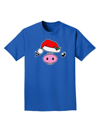 Kyu-T Face Oinkette Santa Hat Girl Pig Adult Dark T-Shirt-Mens T-Shirt-TooLoud-Royal-Blue-Small-Davson Sales